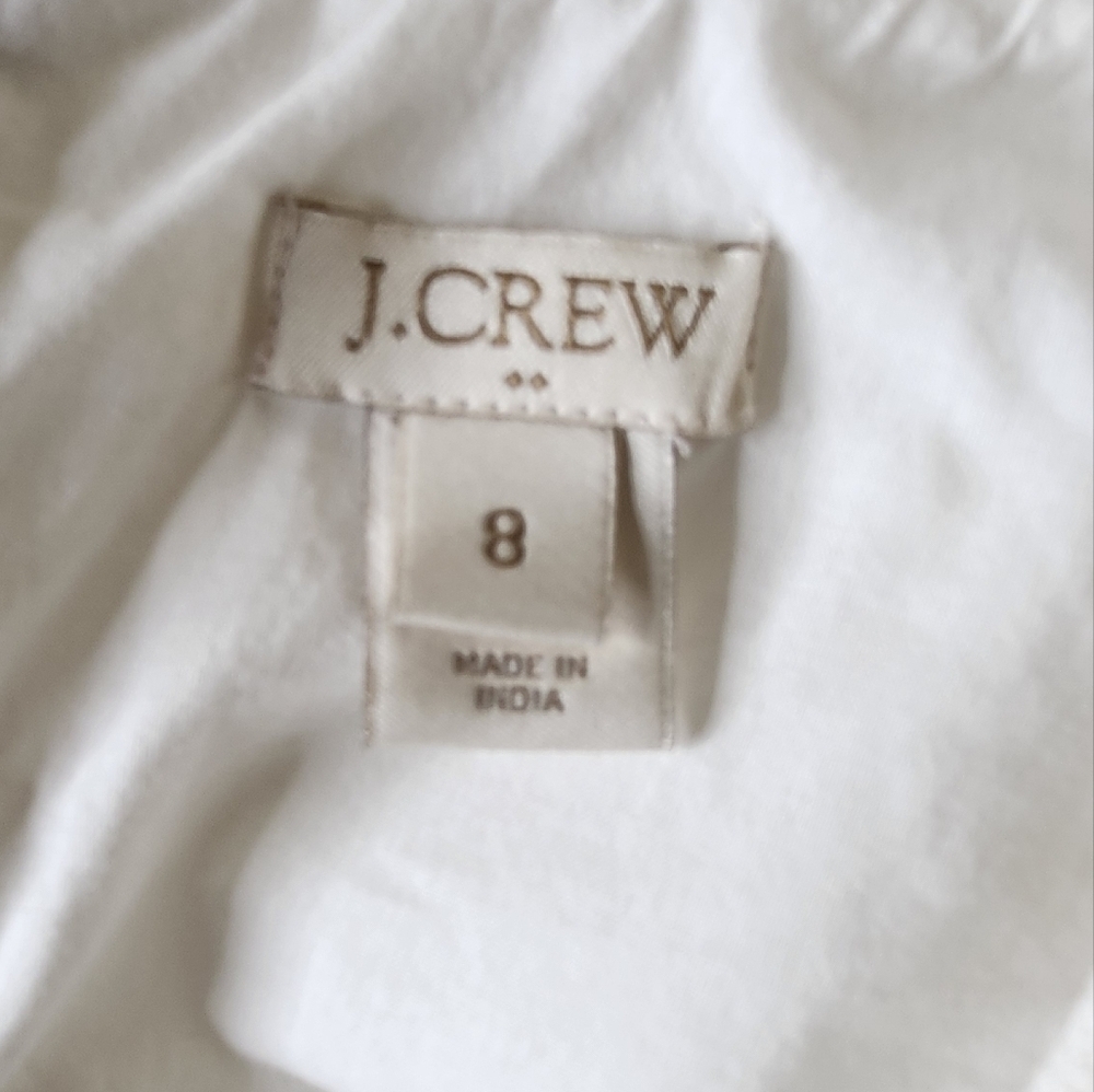 J. Crew Factory women's white cotton embroidered lace trim shift casual dress 8 - Picture 8 of 10